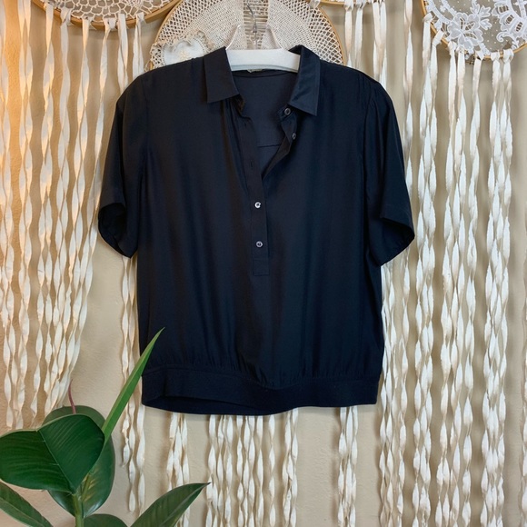 ATM Anthony Thomas Melillo Tops - ATM black Silk Short Sleeve Cropped Blouse Small